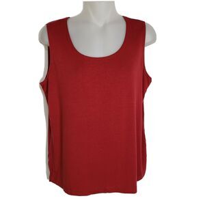Cynthia Max Womens Tank Top Size Large L Brick Red Scoop Neck Rayon Stretch
